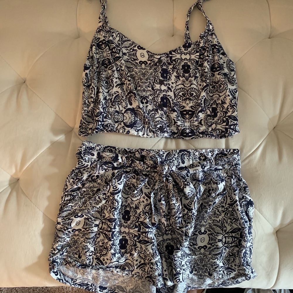 Matching crop top and shorts